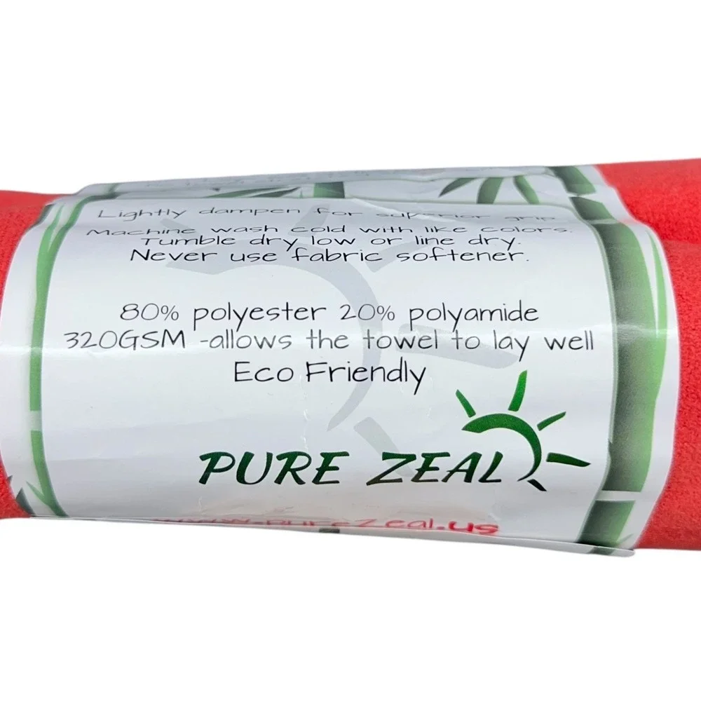 Pure Zeal Yoga Mat Towel & Hand Towel Set Coral Exercise Quick Dry‎ Eco Friendly